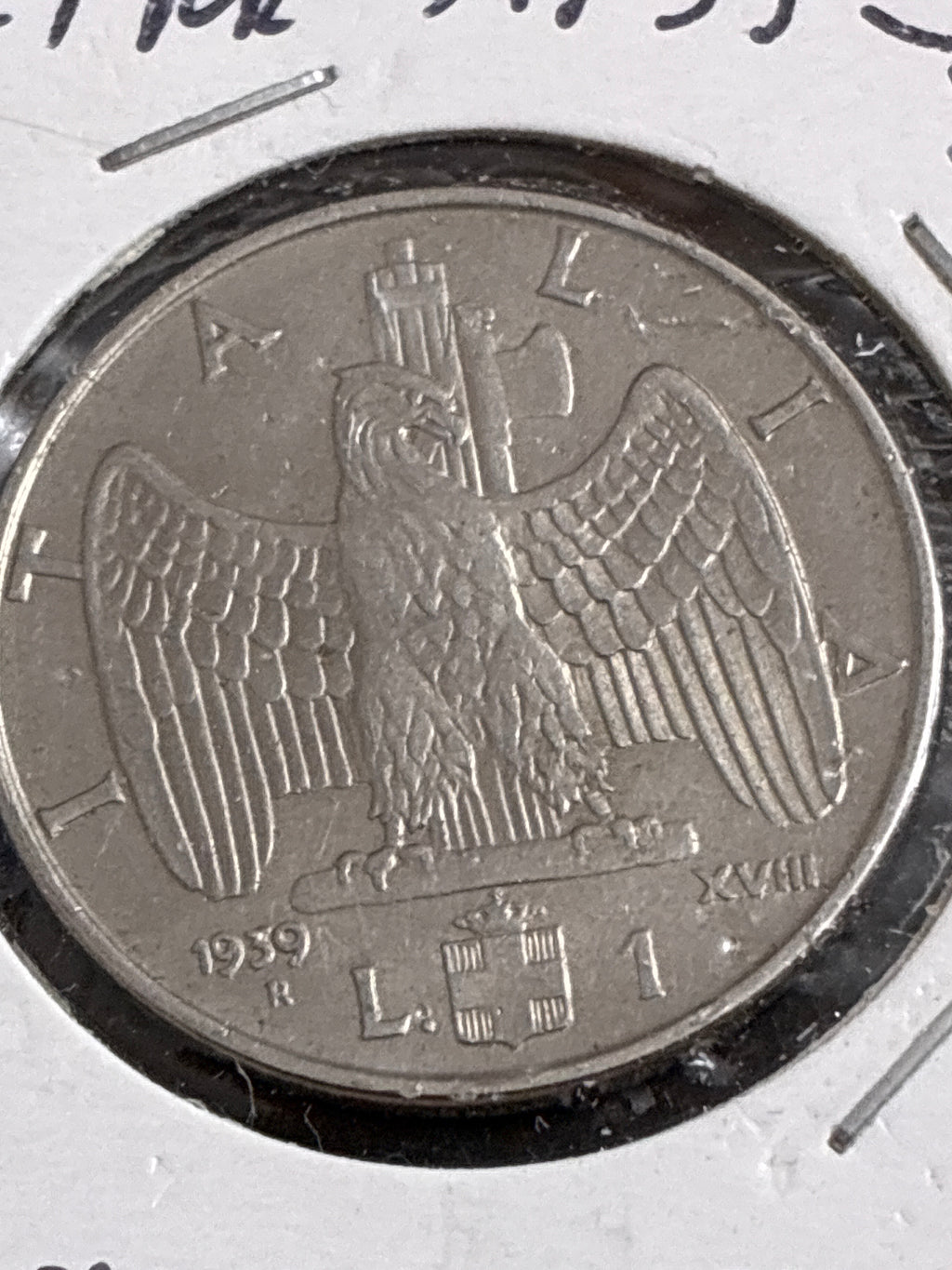 1 lira 1939 Moneta della Serie Impero in Lega parzialmenteAntimagnetica