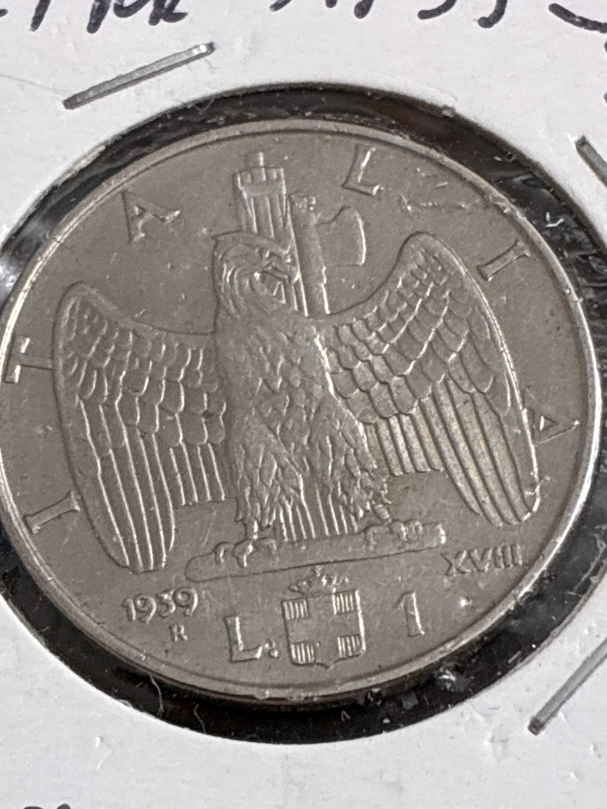 1 lira 1939 Moneta della Serie Impero in Lega parzialmenteAntimagnetica