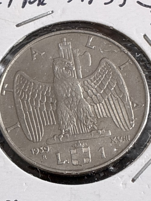 1 lira 1939 Moneta della Serie Impero in Lega parzialmenteAntimagnetica