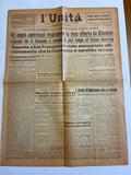Raro Quotidiano Originale l'Unità 29 Aprile 1945 - Prima Edizione Mattino Roma - Trattative di Resa e Arresto Mussolini
