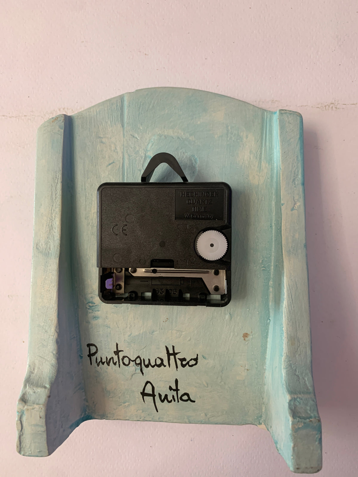 Orologio da Tavolo Vintage "Puntoquattro Anita" in Ceramica Azzurra