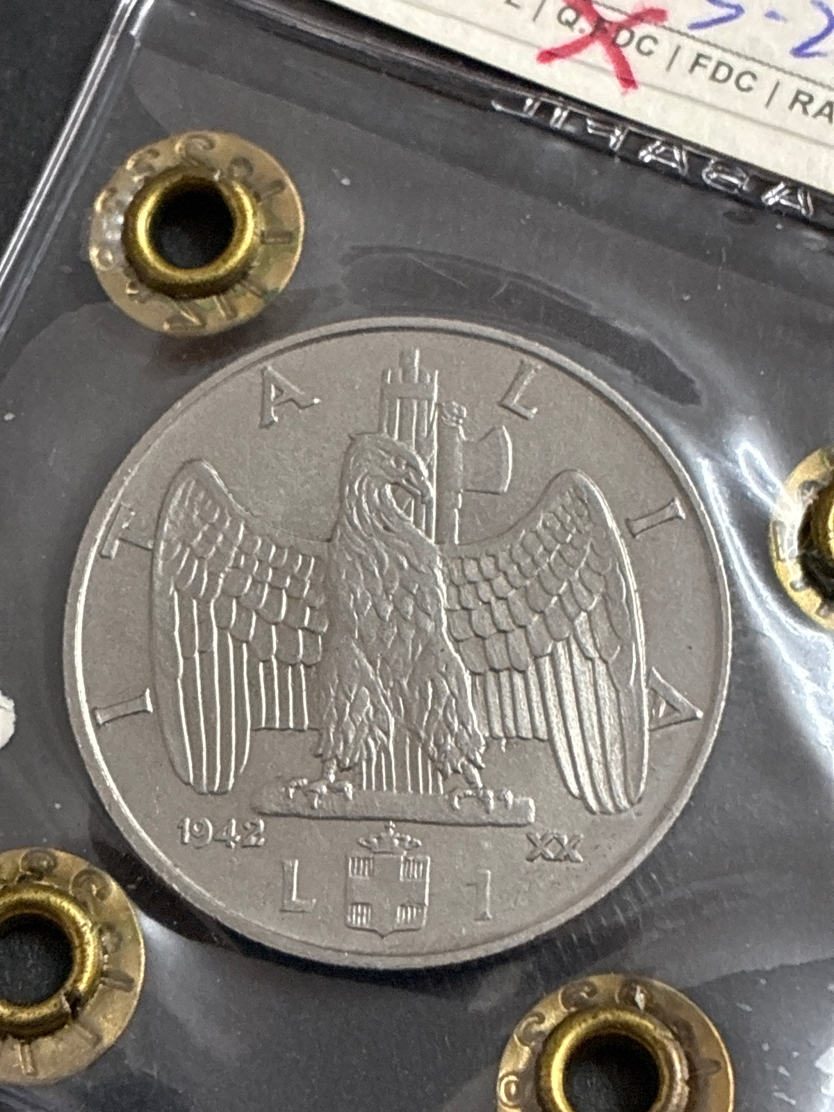 1 Lira 1942 XX Impero Asse Ruotato 45° Periziata Rara