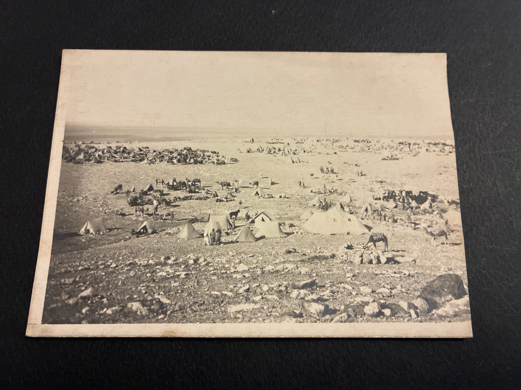Cartolina Fotografica Militare Epoca Regio Esercito - Accampamento Tende e Quadrupedi in Libia - Rara Non Viaggiata