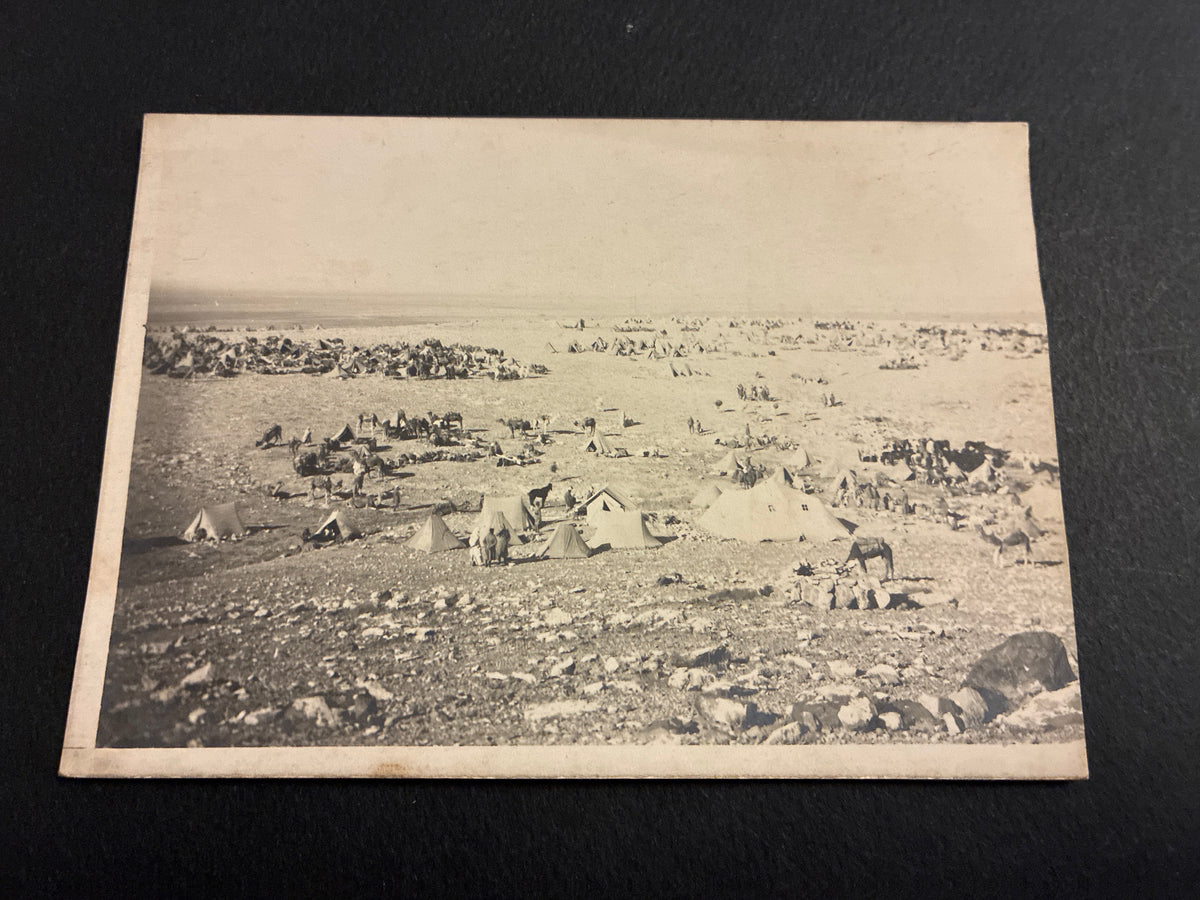 Cartolina Fotografica Militare Epoca Regio Esercito - Accampamento Tende e Quadrupedi in Libia - Rara Non Viaggiata