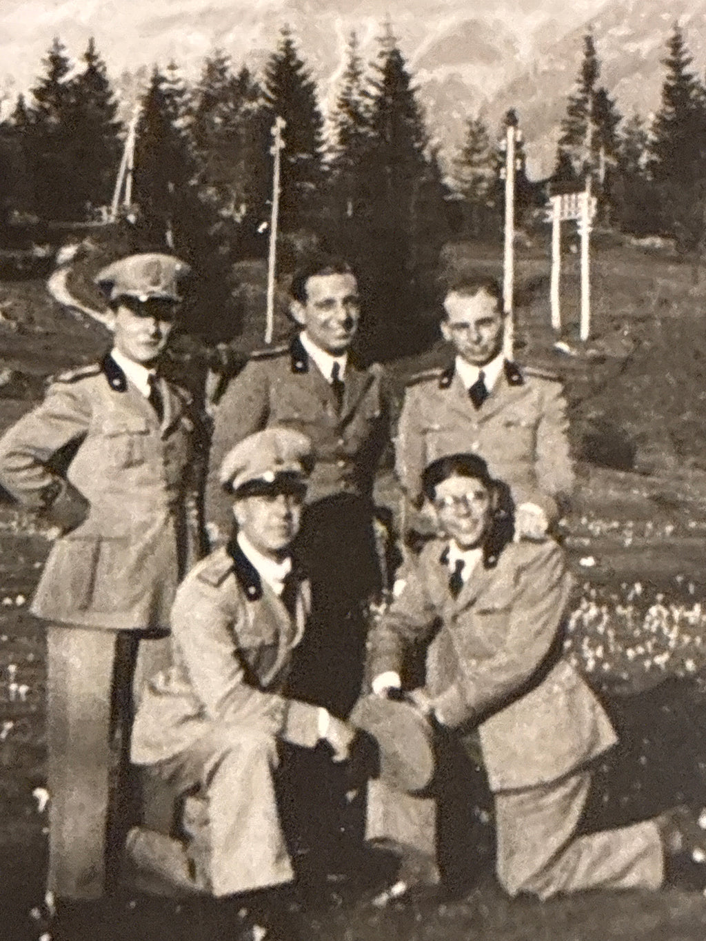 FOTO MILITARE 1937 PASSO COSTALUNGA DOLOMITI UFFICIALI GUARDIA DI FINANZA CON CARLO DABALÀ