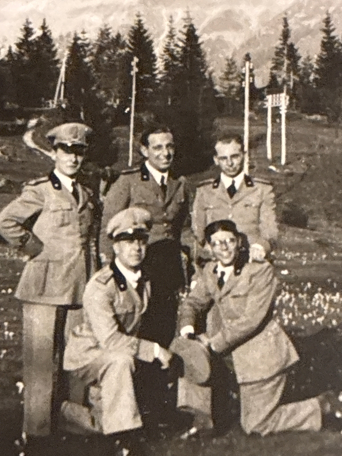 FOTO MILITARE 1937 PASSO COSTALUNGA DOLOMITI UFFICIALI GUARDIA DI FINANZA CON CARLO DABALÀ