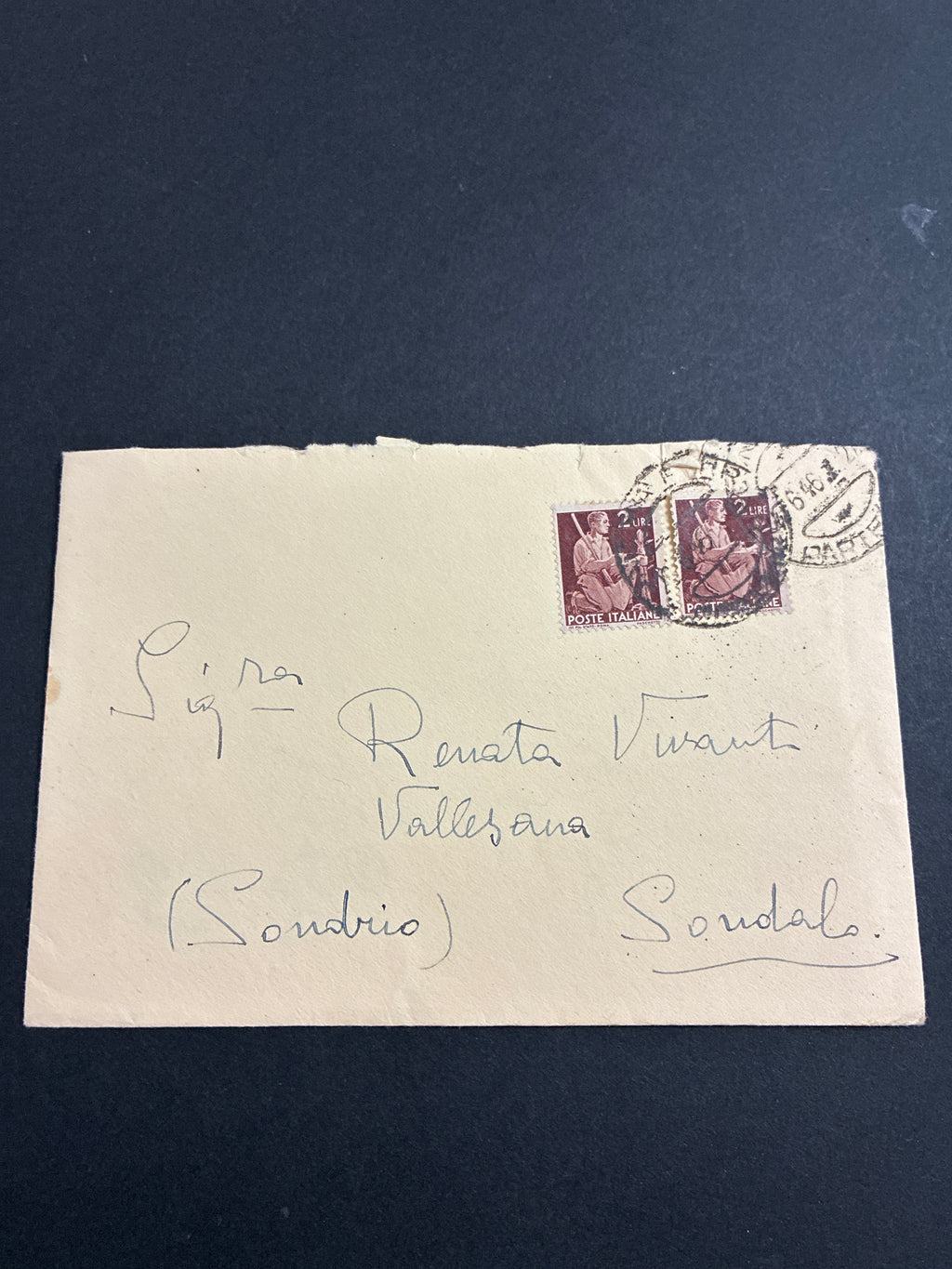 Lettera storica del 22 giugno 1946 (Primi giorni della Repubblica Italiana) da Ancona Ferrovia a Sondalo