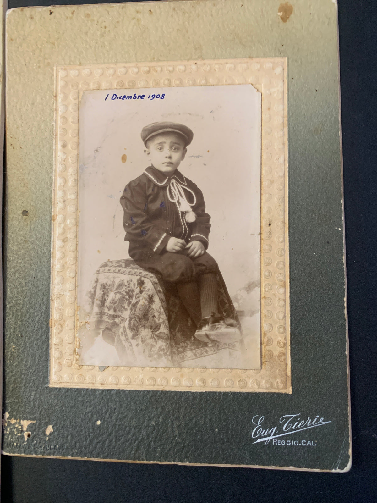 Lotto 2 Antiche Fotografie Gruppo Famiglia e Bambino Studio Eugenio Interdonato Reggio Calabria 1908 D'Epoca