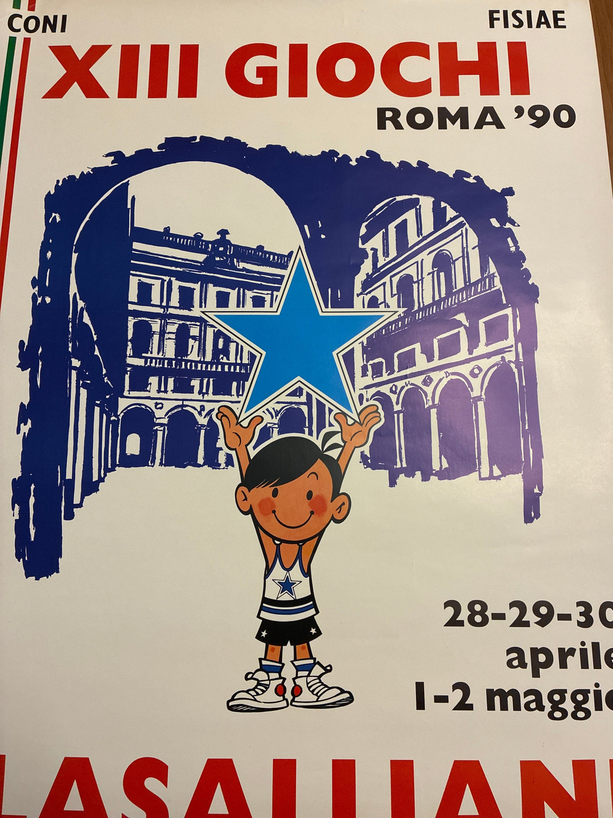 Manifesto Originale XIII Giochi Lasalliani Roma 1990