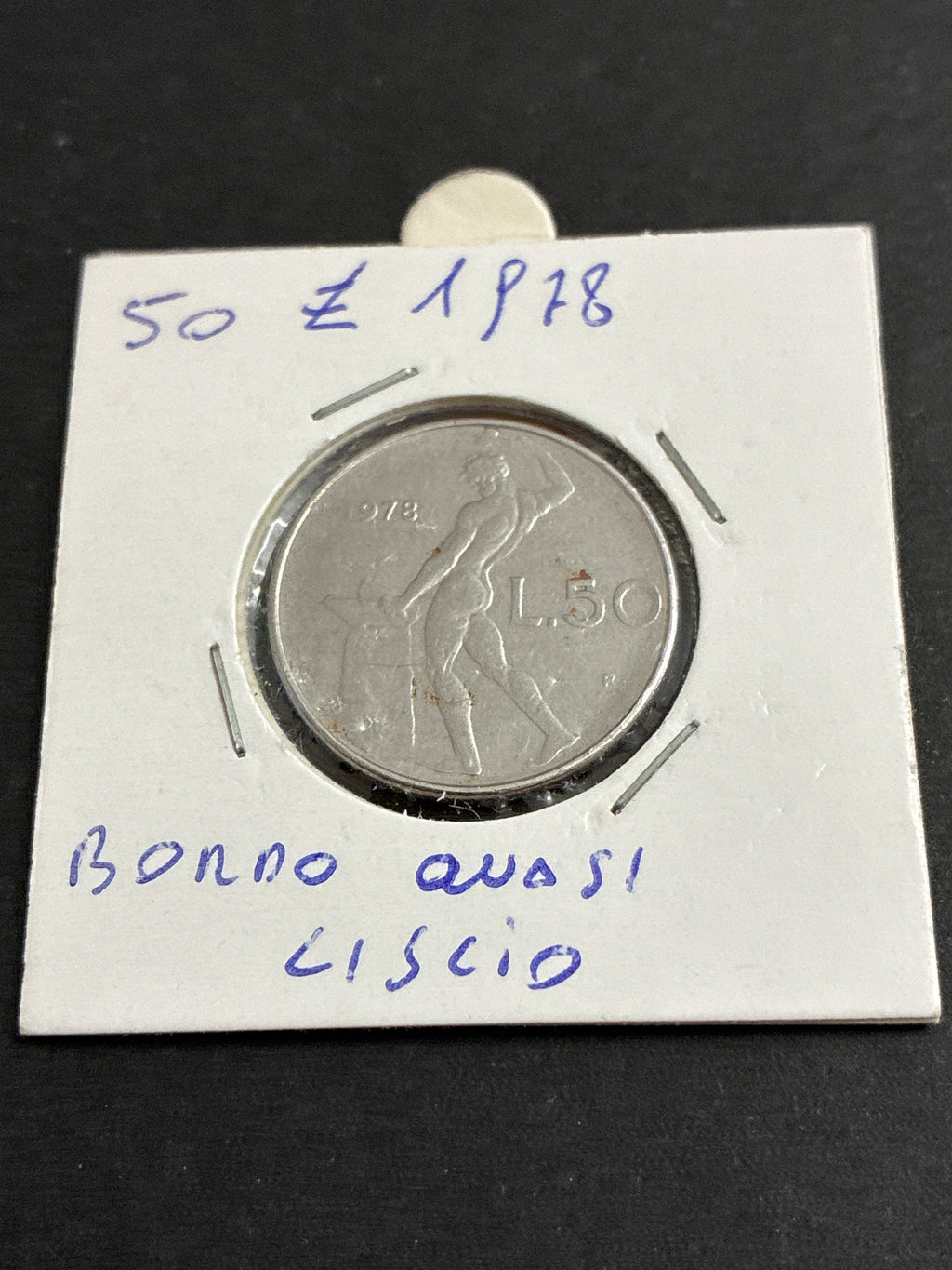 50 lire 1978 Variante da Errore di Conio per Parzialmente Rigato
