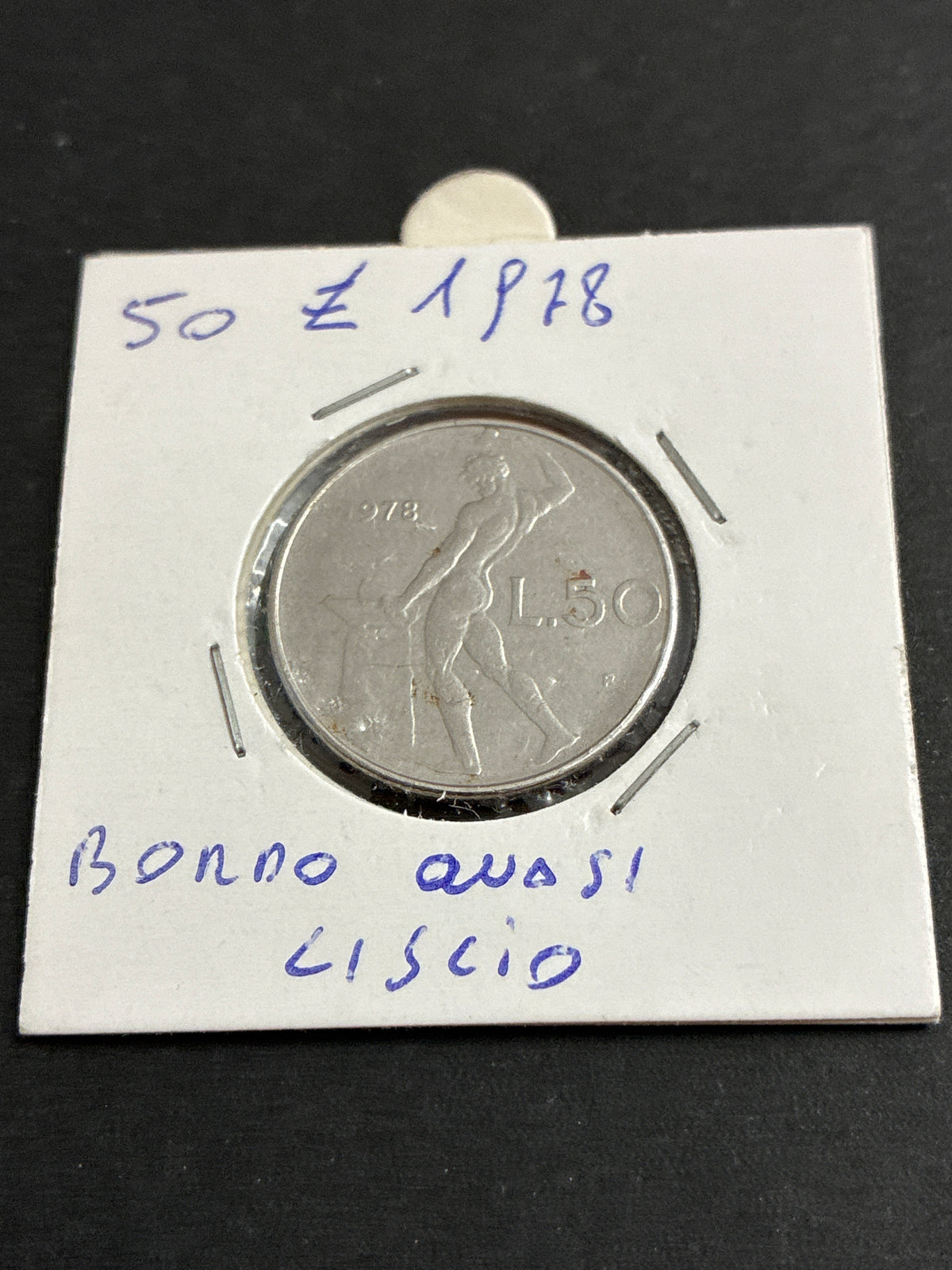 50 lire 1978 Variante da Errore di Conio per Parzialmente Rigato