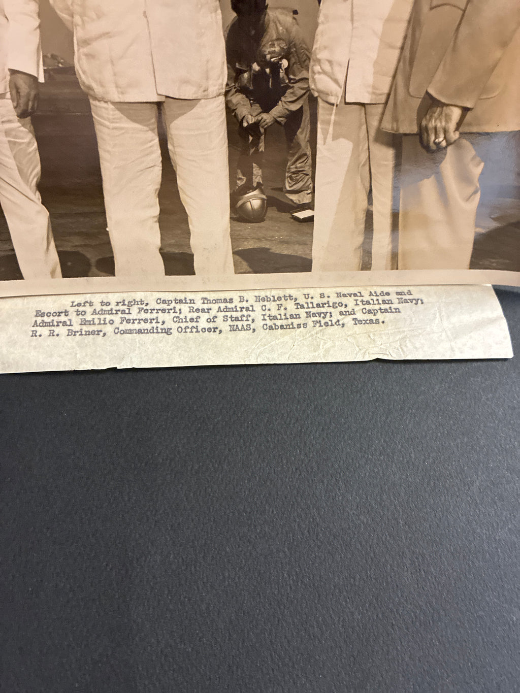 Foto d'epoca originale US Navy 1952 Ammiraglio Emilio Ferreri Capo Stato Maggiore Marina Militare Italiana base Texas cm 20x25