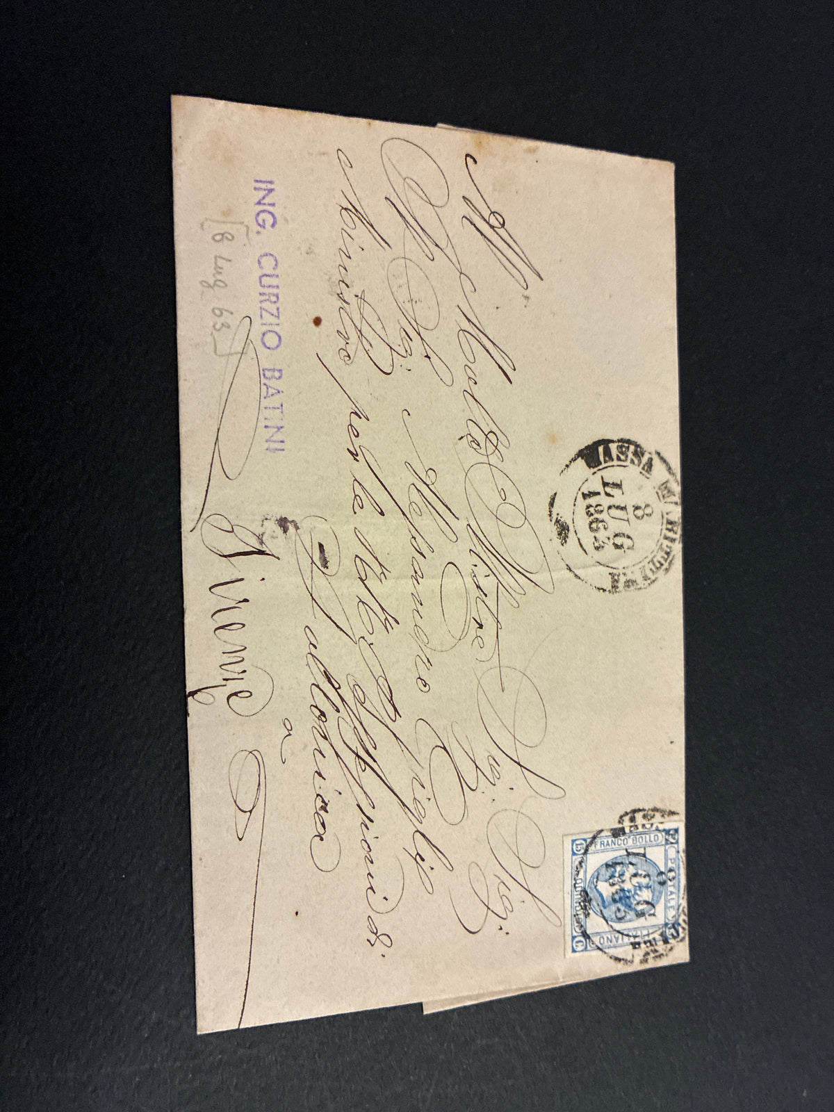 Lettera Storica 1863 da Massa Marittima a Firenze Francobollo 15c II Tipo Ambulante