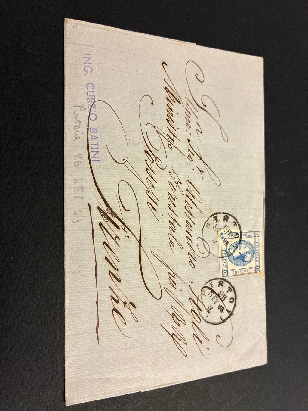 REGNO D'ITALIA 1863 - Lettera da Pistoia per Firenze con 15 Centesimi Litografico II Tipo