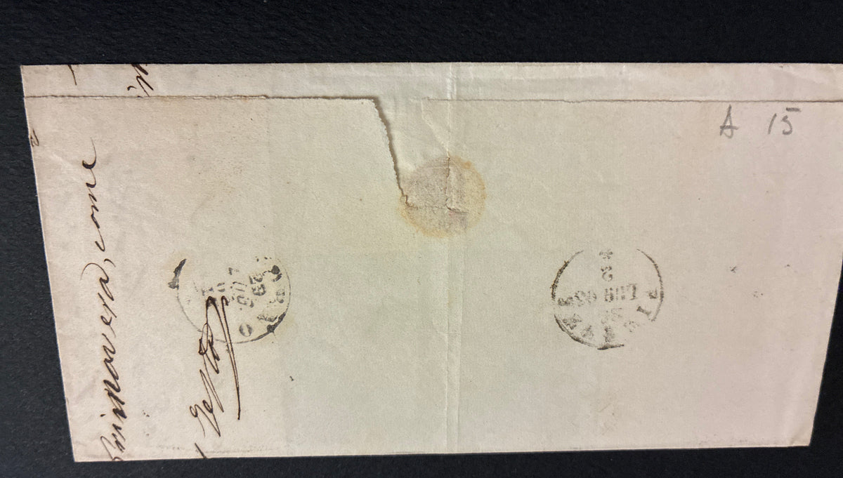 Lettera 1863 con 15 Centesimi Azzurro Secondo Tipo "Matraire" in periodo d'uso ordinario dall'Archivio e Collezione dell'Ing. Curzio Batini