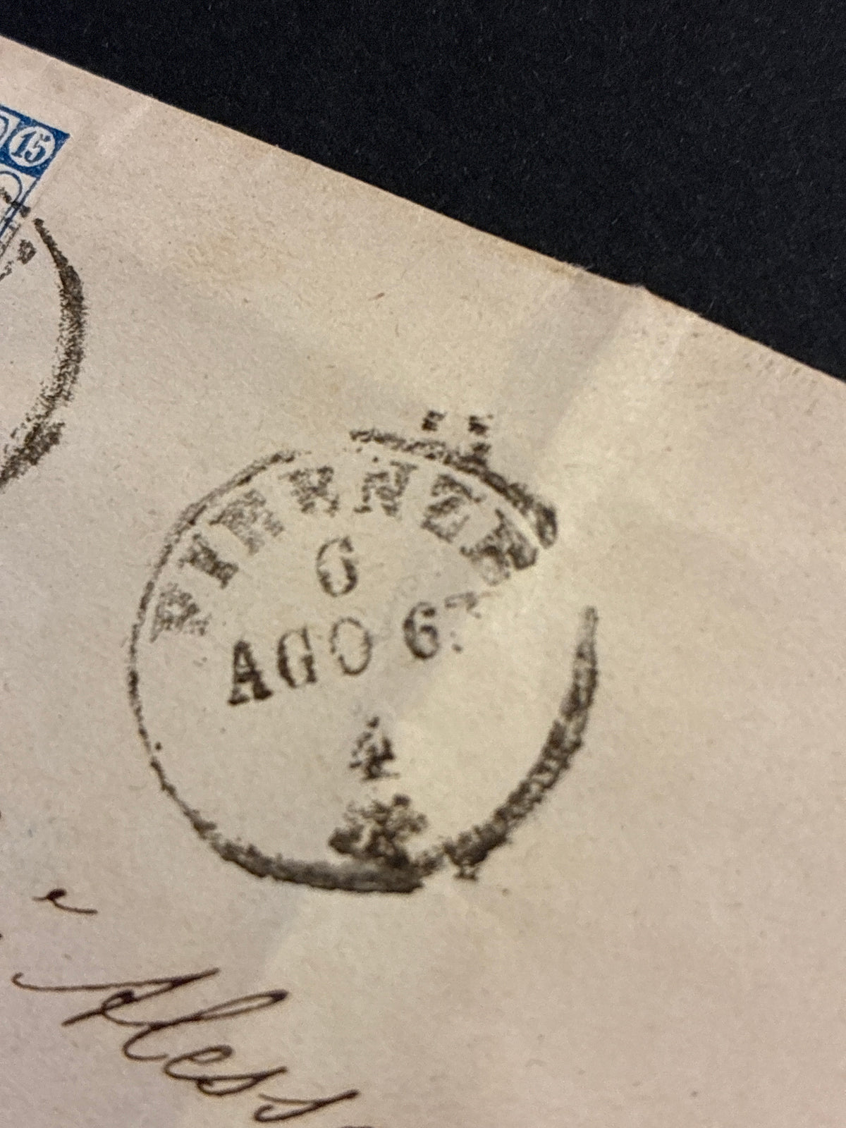 1863 - Lettera da Firenze a Livorno con timbro collezione Curzio Batini
