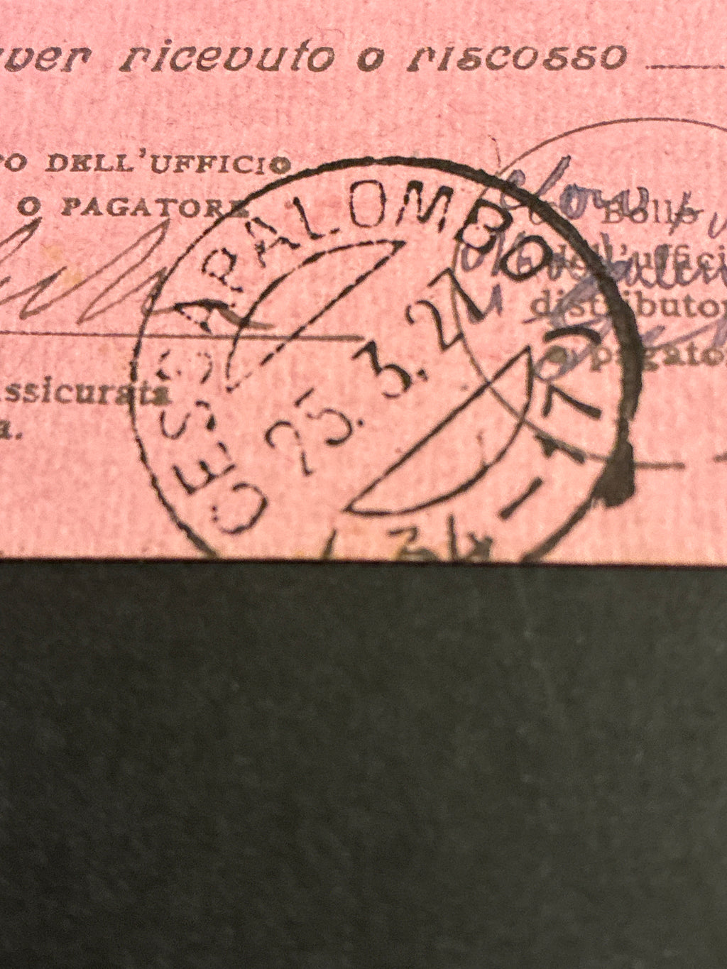 Ricevuta Ritorno 1927 da Camporotondo a Cessapalombo Macerata Frazionario 34-17 Francobollo Giubileo del Re 60 Centesimi Storia Postale Marche