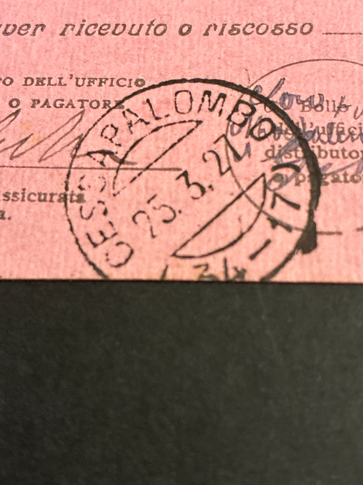 Ricevuta Ritorno 1927 da Camporotondo a Cessapalombo Macerata Frazionario 34-17 Francobollo Giubileo del Re 60 Centesimi Storia Postale Marche