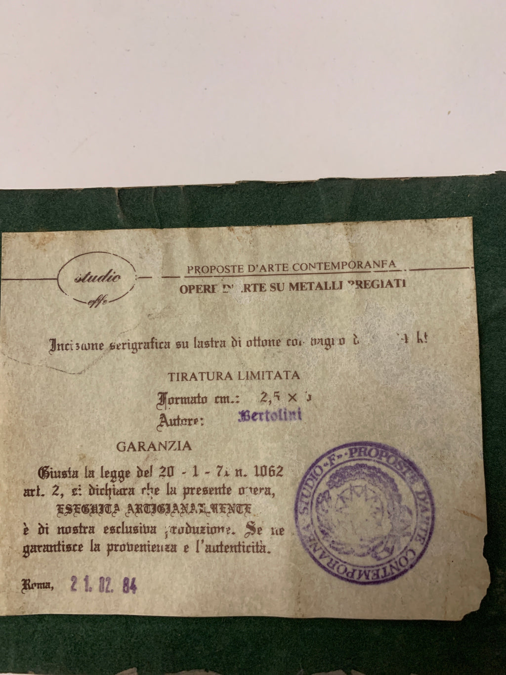 Quadretto Vintage Incisione Veliero Bagno Oro 24 kt Bertolini