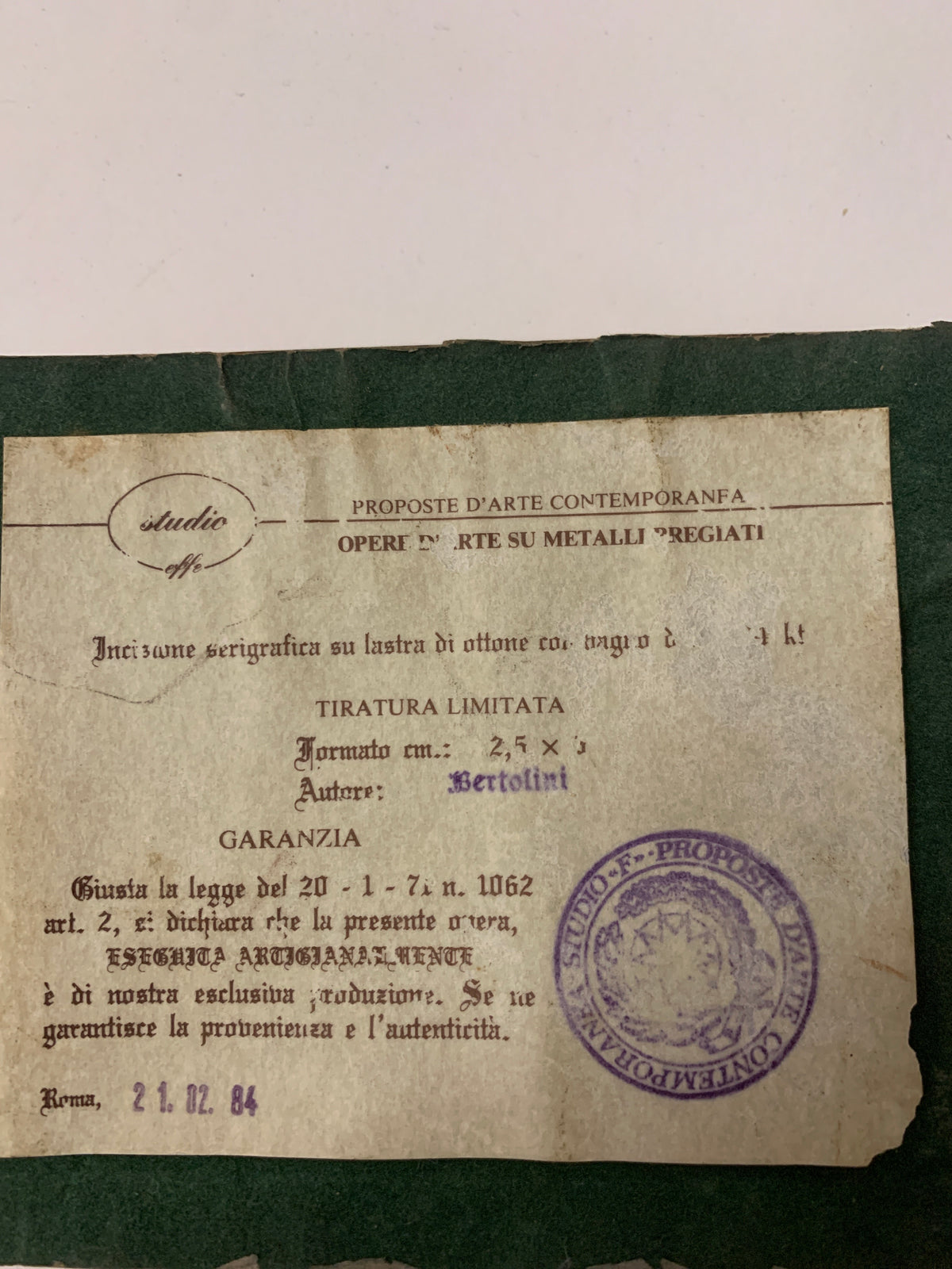 Quadretto Vintage Incisione Veliero Bagno Oro 24 kt Bertolini