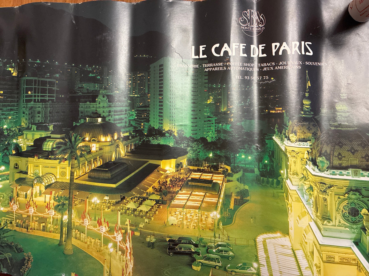 Manifesto Originale Le Cafe De Paris Monte Carlo SBM Vintage Anni 80 90