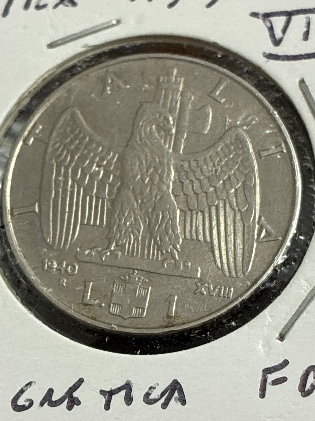 1 lira 1940 Moneta della Serie Impero in Lega Amagnetica