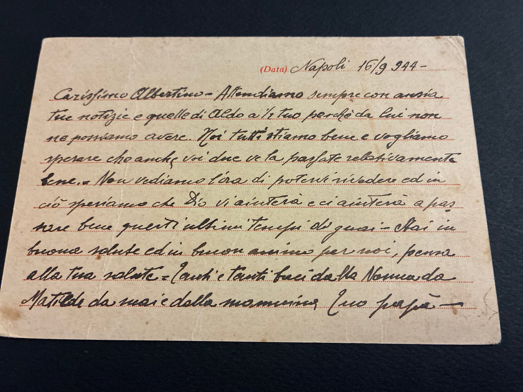 Cartolina CRI per Internati Militari Italiani da Napoli a Hannover (1944) – Respinta al Mittente con Timbro di Censura Tedesca