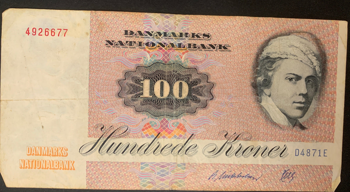 Banconota Danimarca 100 Kroner Vintage - Danmarks Nationalbank