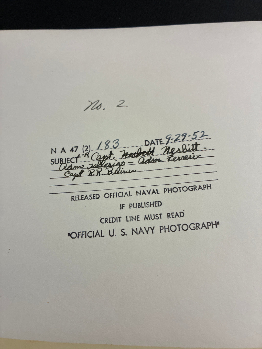Foto d'epoca originale US Navy 1952 Ammiraglio Emilio Ferreri Capo Stato Maggiore Marina Militare Italiana base Texas cm 20x25