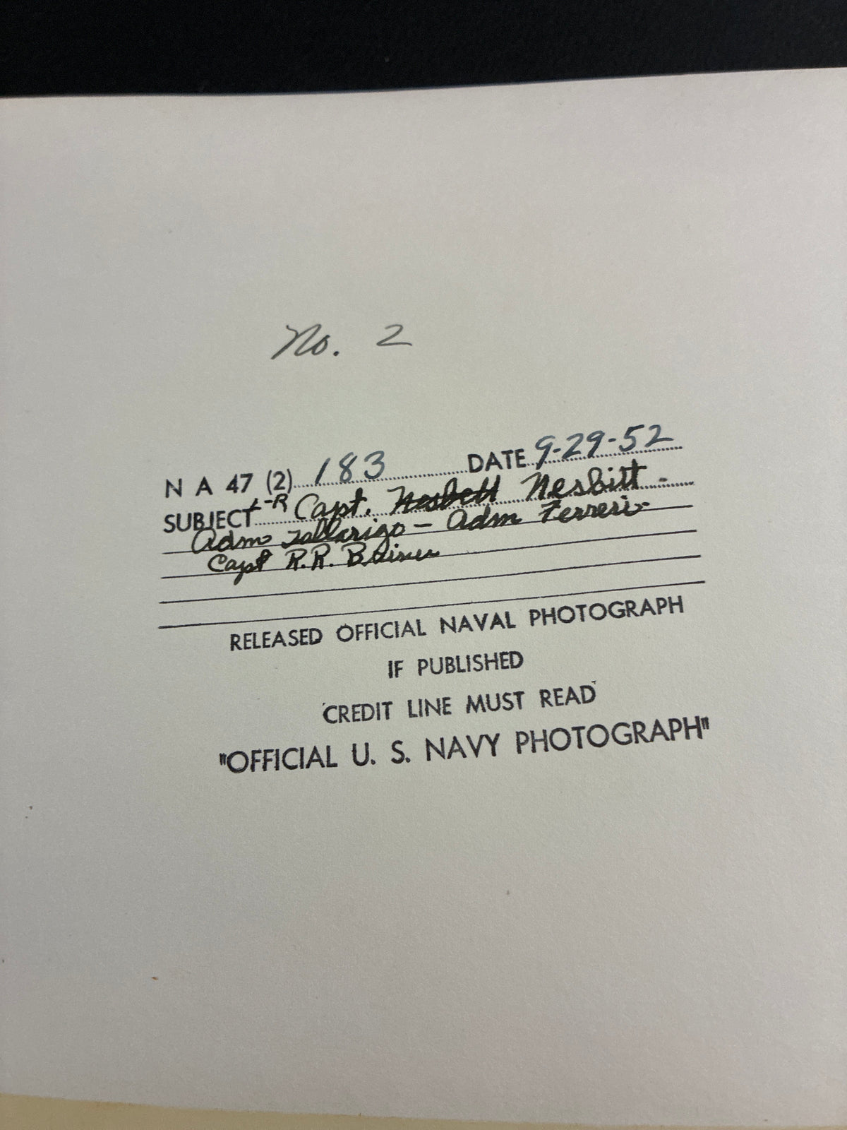 Foto d'epoca originale US Navy 1952 Ammiraglio Emilio Ferreri Capo Stato Maggiore Marina Militare Italiana base Texas cm 20x25