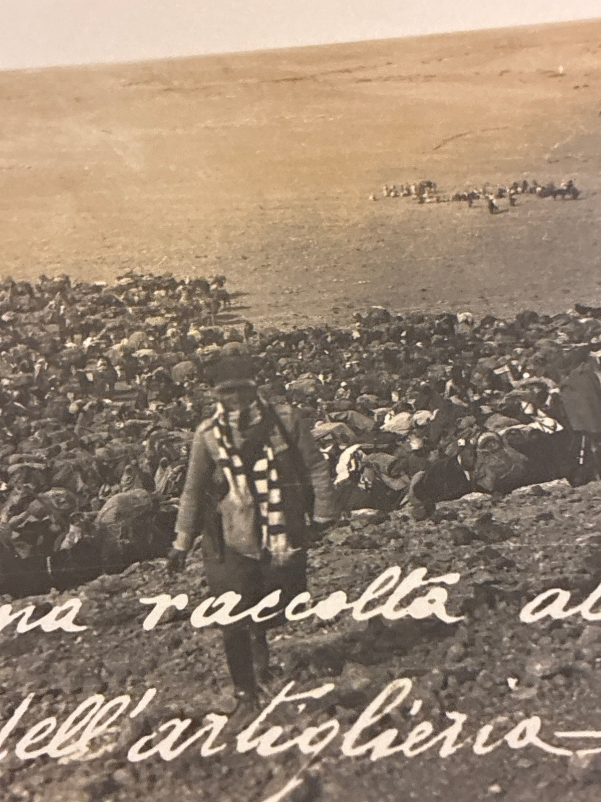 Cartolina Fotografica Militare Epoca Regio Esercito - N. 64 La Carovana Raccolta alle Spalle dell'Artiglieria - Rara Non Viaggiata