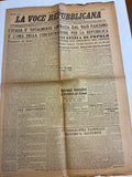 Quotidiano Originale LA VOCE REPUBBLICANA 29 Aprile 1945 Liberazione Mussolini