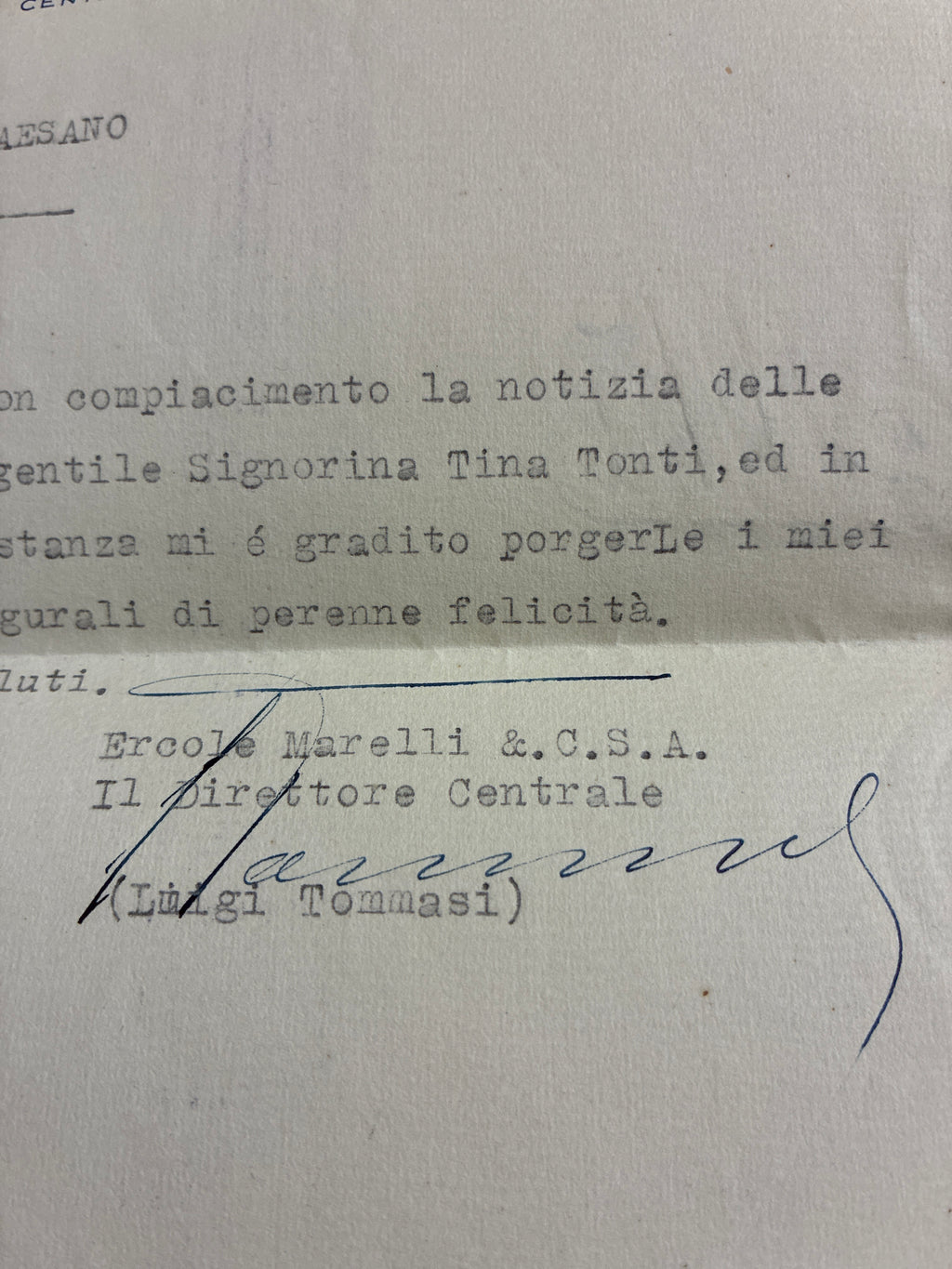 Lettera Ercole Marelli Milano (1935) con firma autografa del Direttore Centrale - Busta e Contenuto.