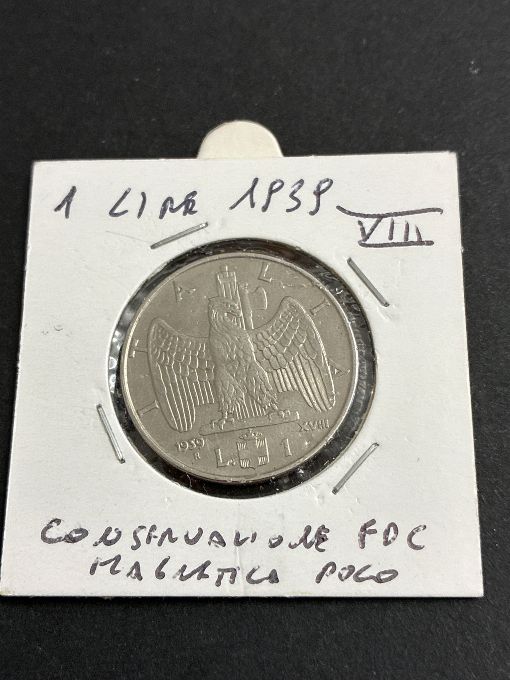 1 lira 1939 Moneta della Serie Impero in Lega parzialmenteAntimagnetica
