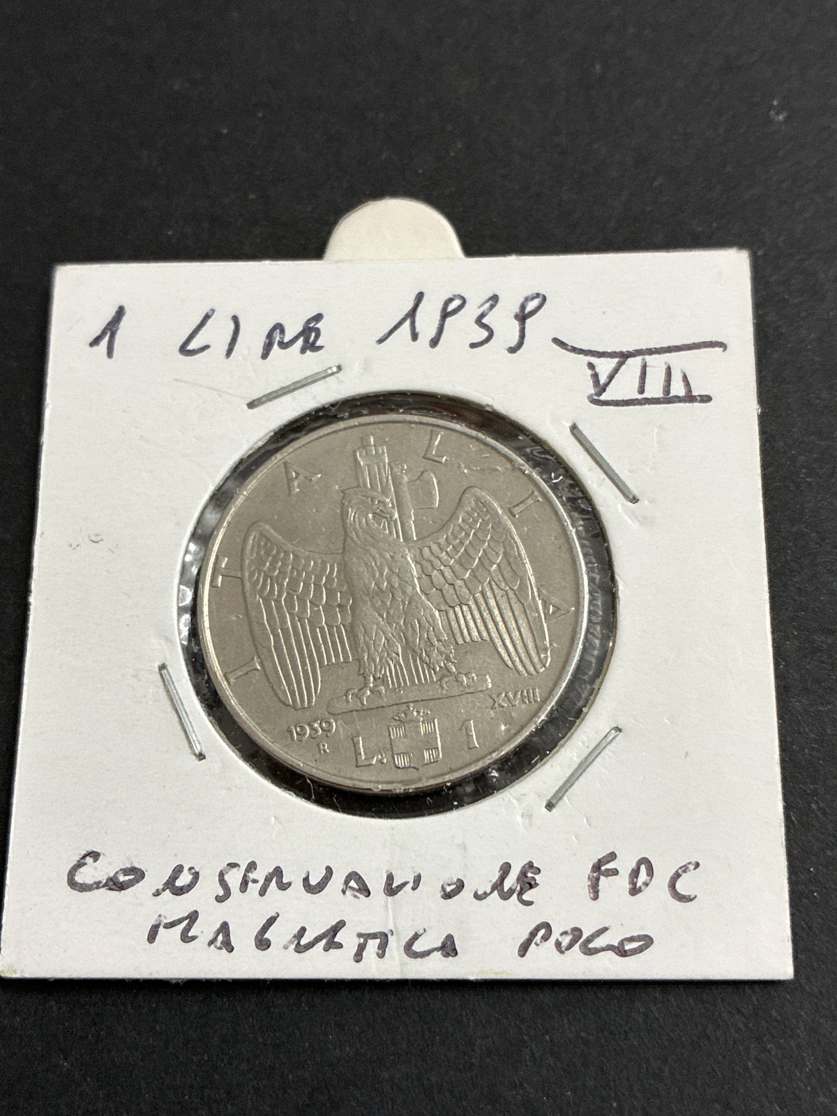 1 lira 1939 Moneta della Serie Impero in Lega parzialmenteAntimagnetica