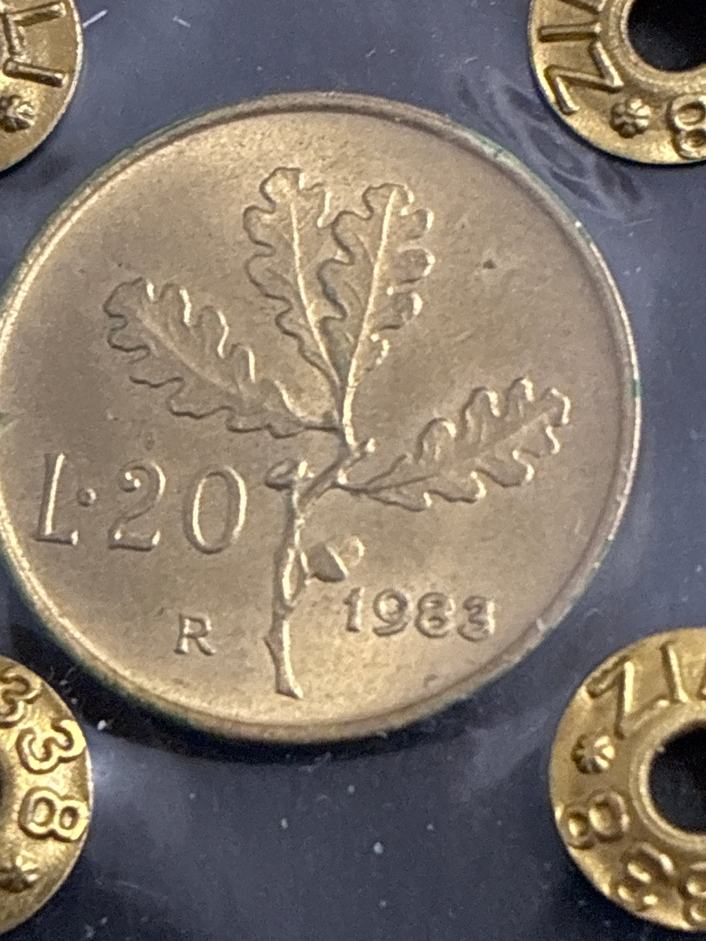 Moneta da 200 Lire 1983 Periziata Zilli - Errore di Conio: Riga di Metallo in Rilievo dal Collo al Bordo Verticale Q.FDC