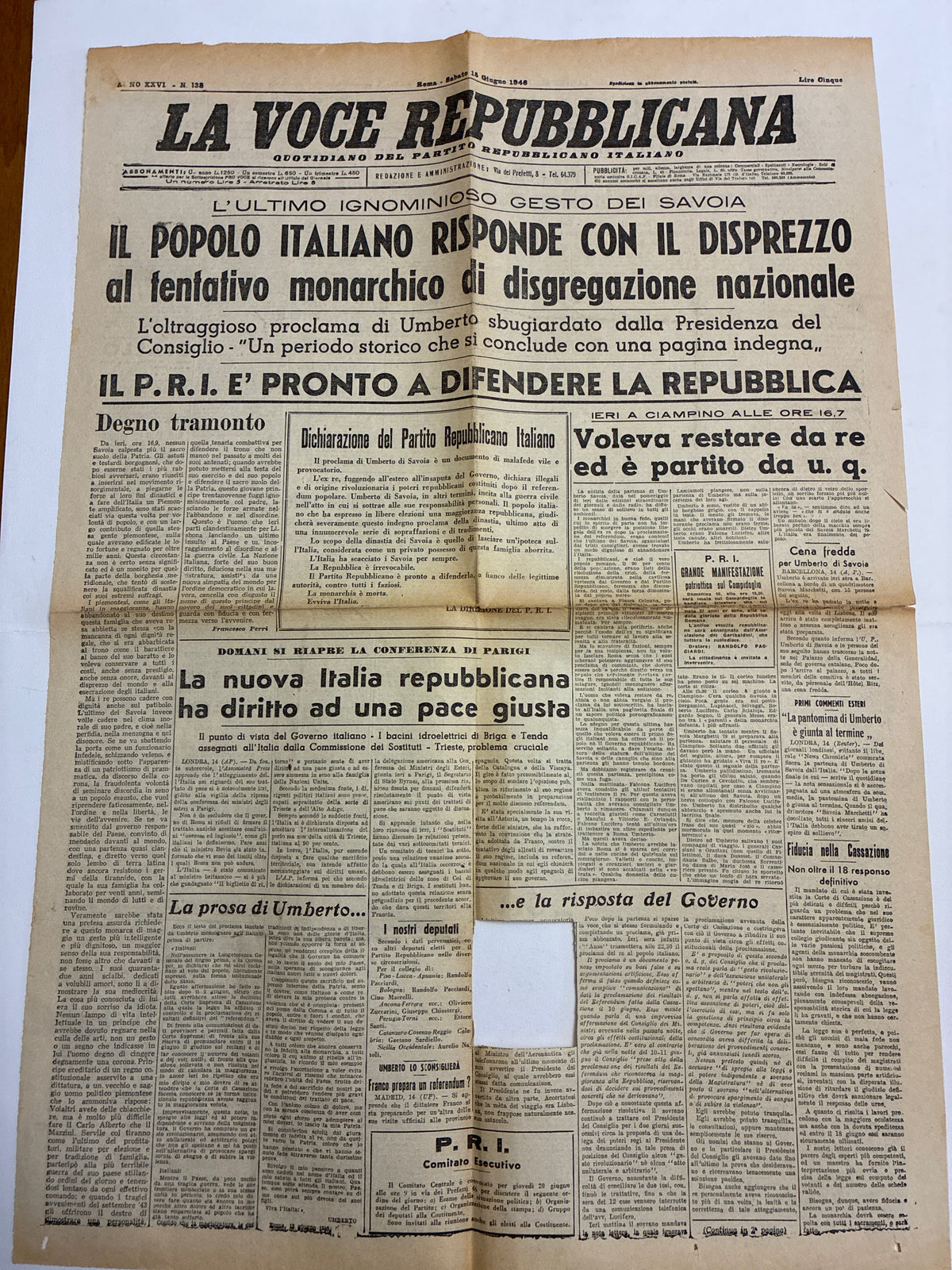Lotto Tre Giornali Originali Epoca 1943 1946 Ritagliati Per Collage E Arte Materica