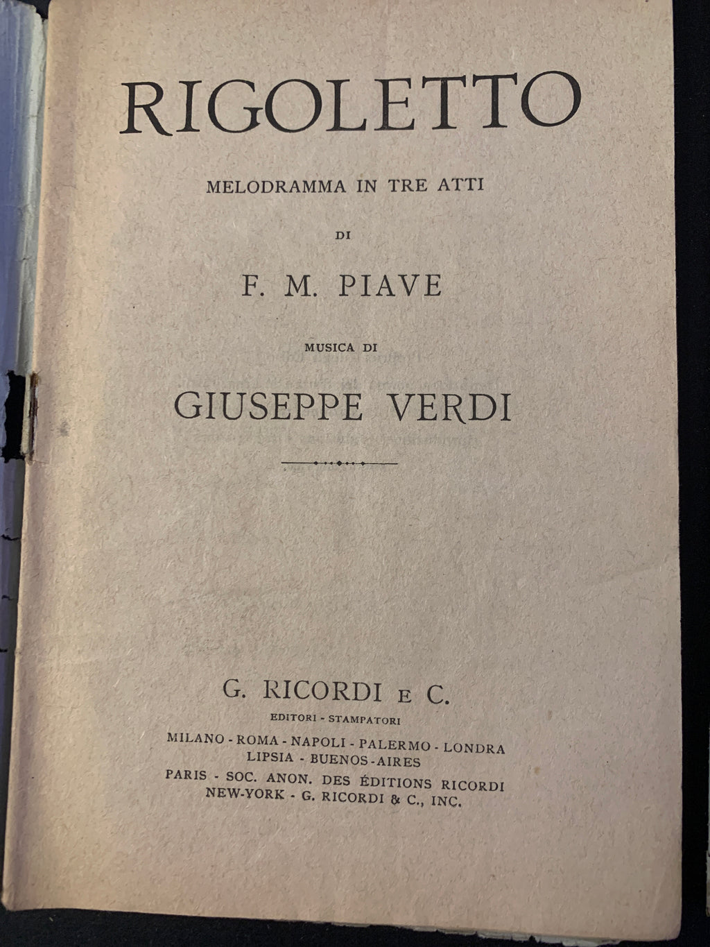 Lotto 2 Libretti d'Opera Rigoletto e Un Ballo in Maschera Giuseppe Verdi Ricordi D'Epoca