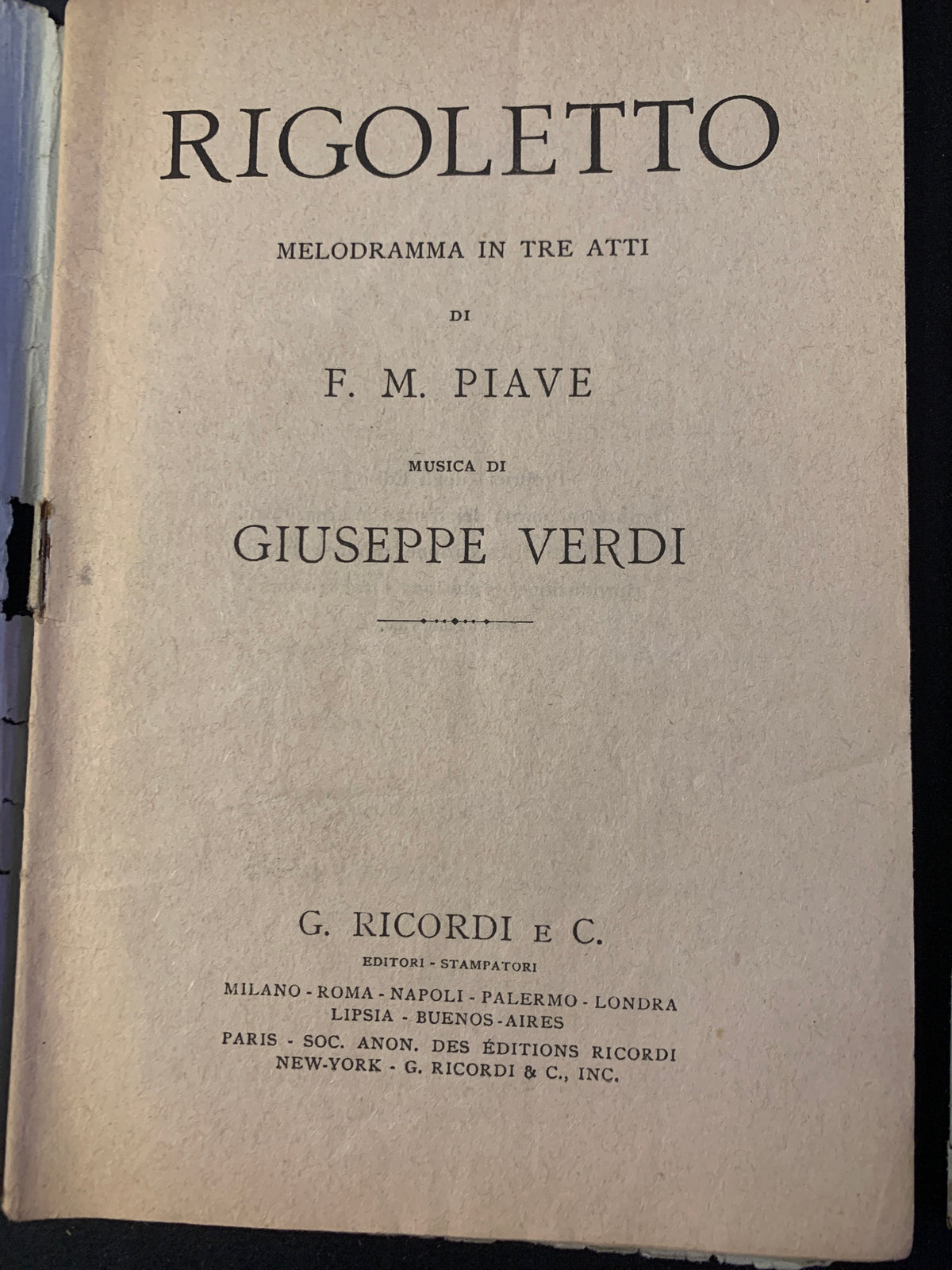 Lotto 2 Libretti d'Opera Rigoletto e Un Ballo in Maschera Giuseppe Verdi Ricordi D'Epoca