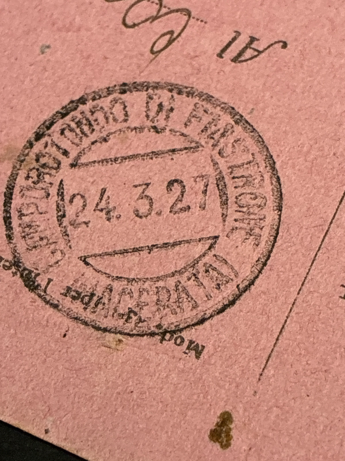 Ricevuta Ritorno 1927 da Camporotondo a Cessapalombo Macerata Frazionario 34-17 Francobollo Giubileo del Re 60 Centesimi Storia Postale Marche
