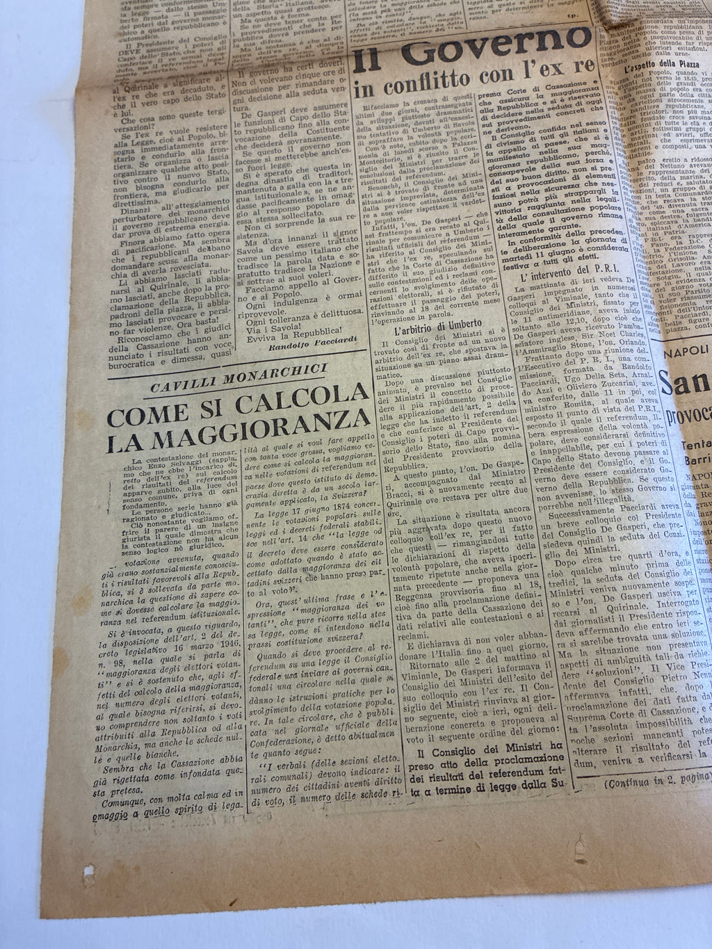 GIORNALE ORIGINALE 13 Giugno 1946 La Voce Repubblicana - ARRESTO E ESPULSIONE UMBERTO SAVOIA Conservazione Eccellente