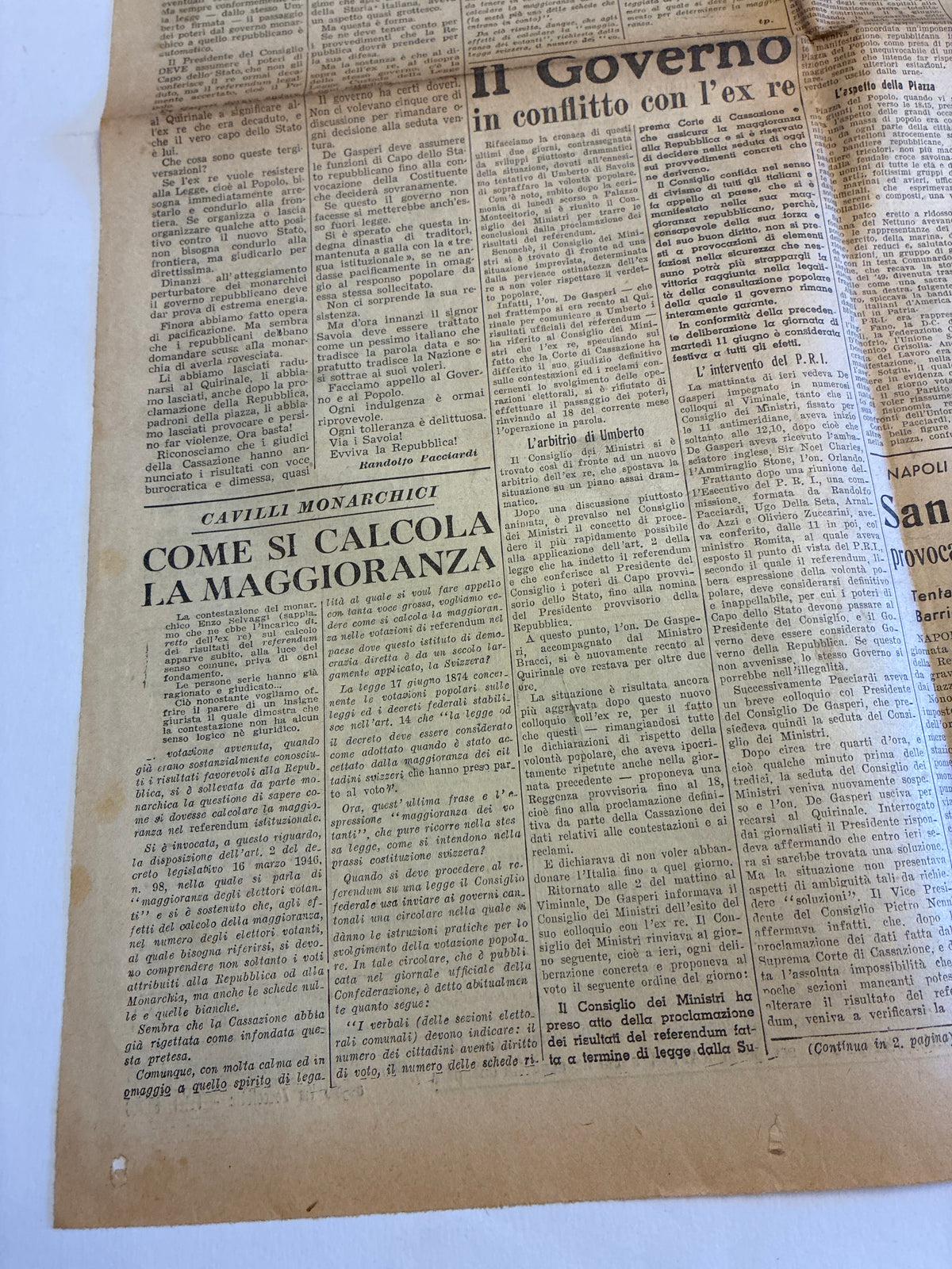 GIORNALE ORIGINALE 13 Giugno 1946 La Voce Repubblicana - ARRESTO E ESPULSIONE UMBERTO SAVOIA Conservazione Eccellente