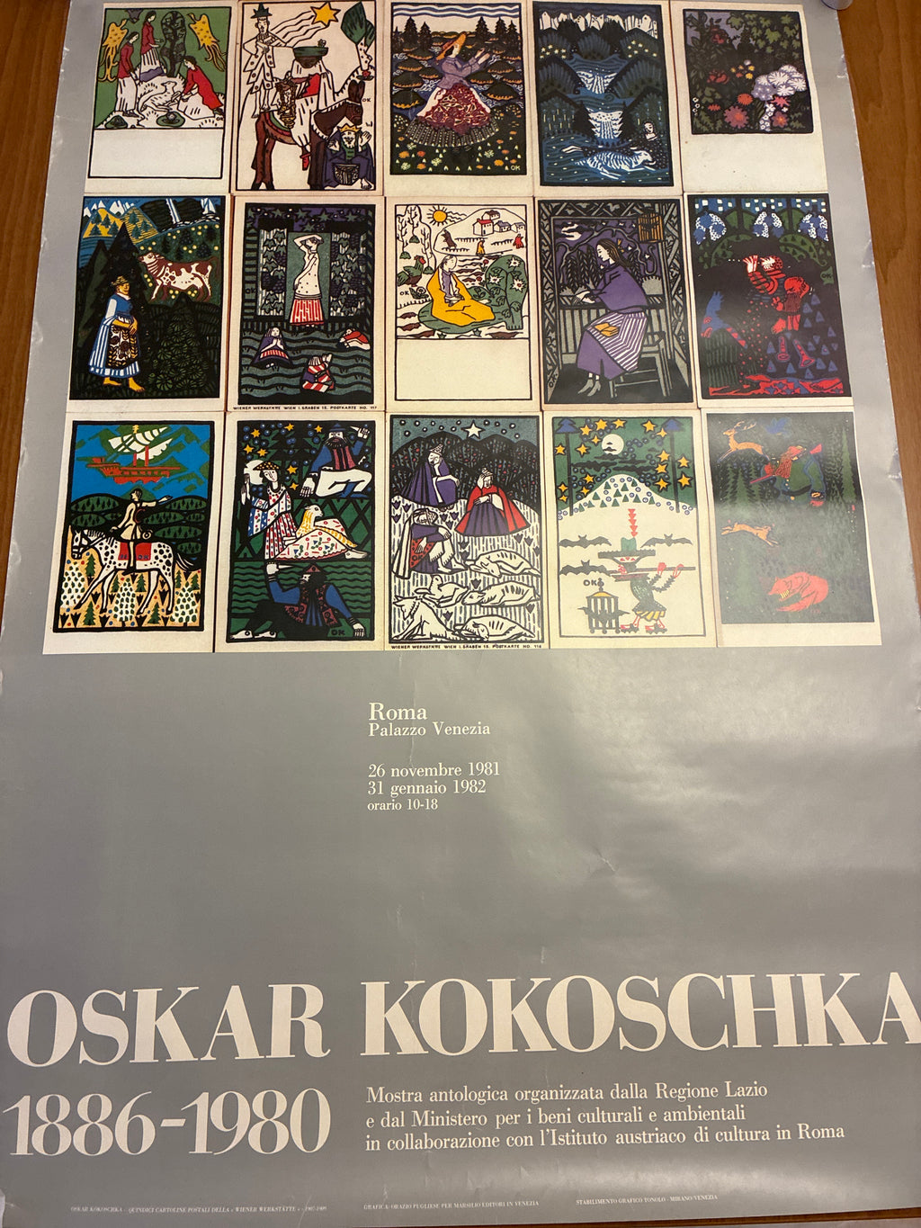 Manifesto mostra "Oskar Kokoschka 1886-1980" - Palazzo Venezia Roma 1981 Officina Grafica Venezia