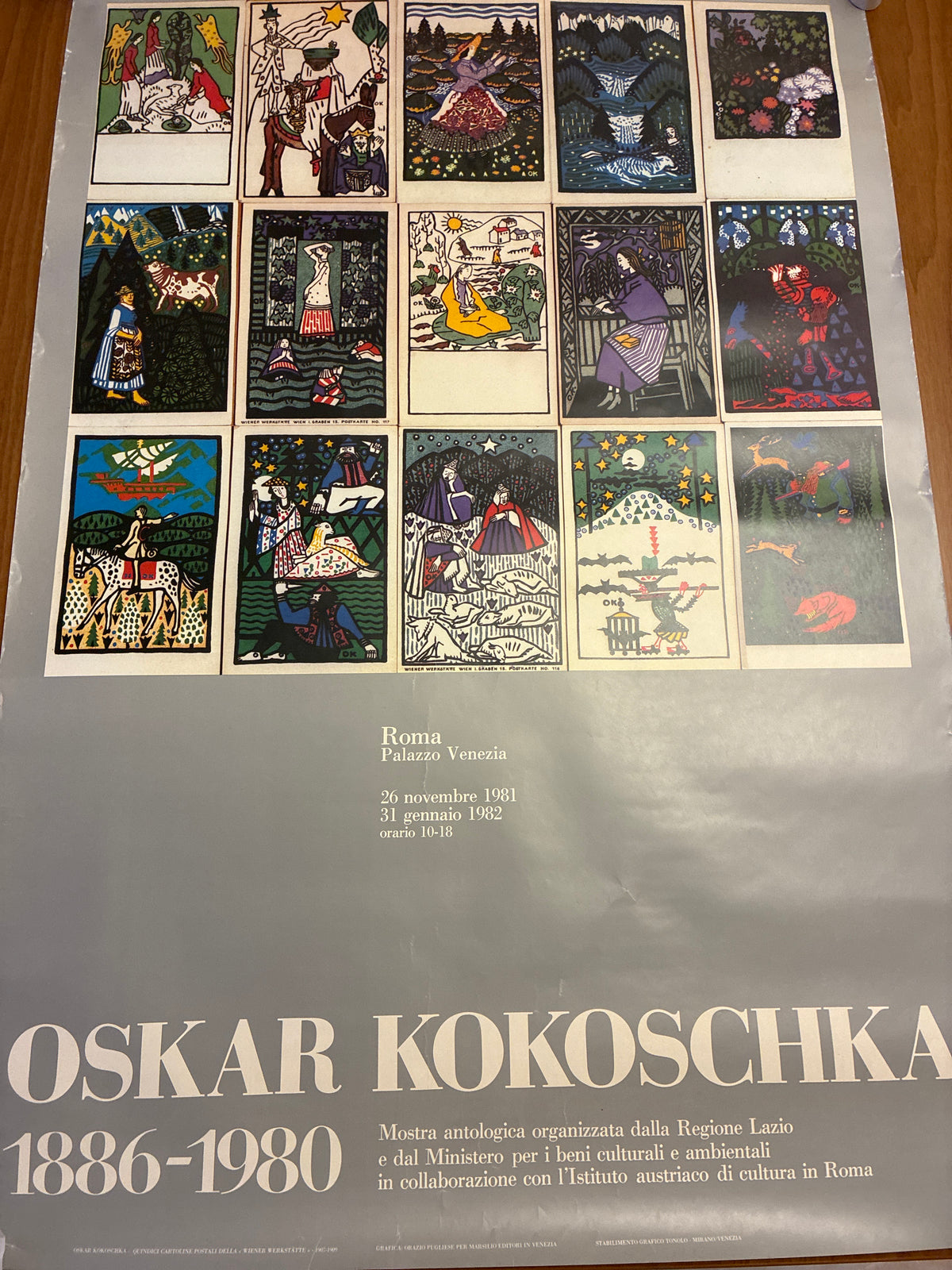 Manifesto mostra "Oskar Kokoschka 1886-1980" - Palazzo Venezia Roma 1981 Officina Grafica Venezia