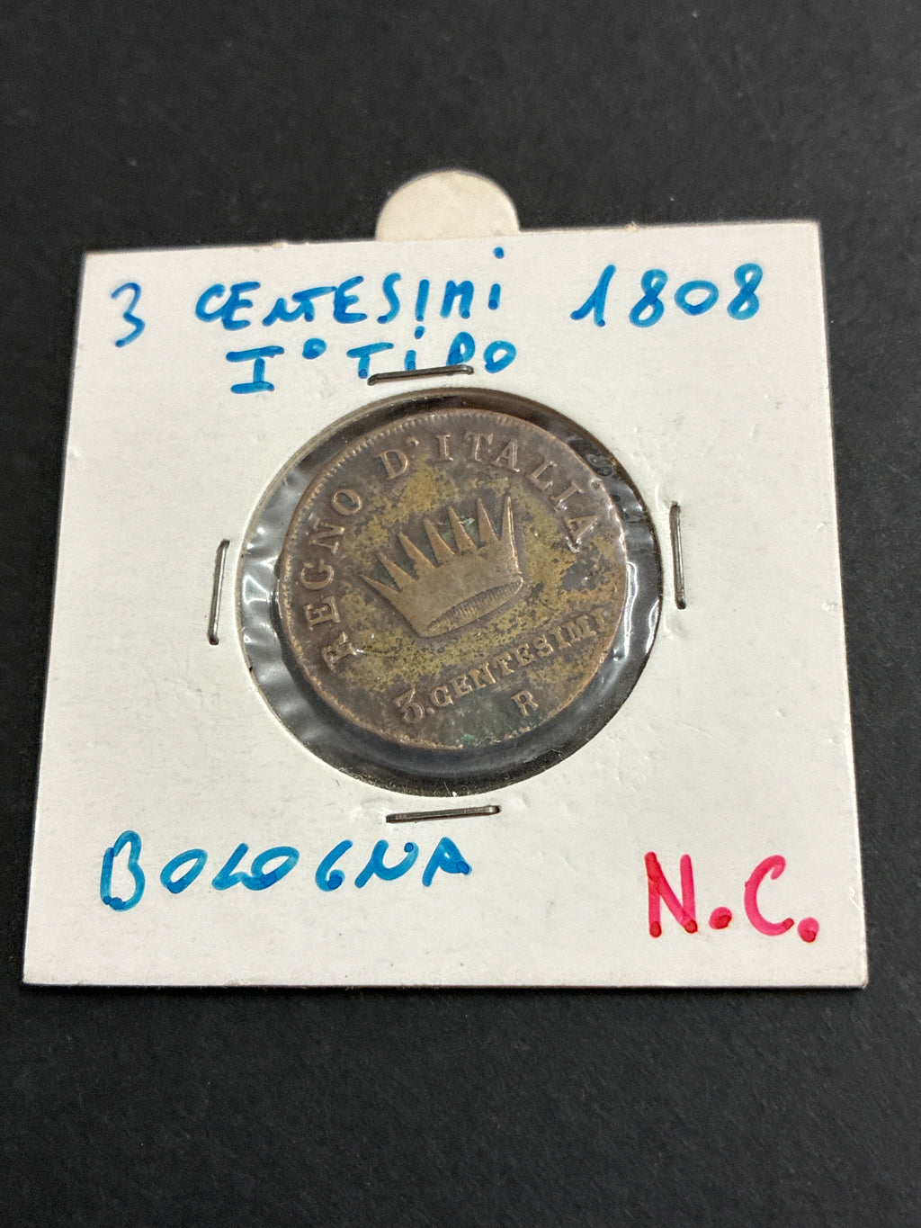 3 centesimi 1808 Bologna Moneta del Regno d'Italia di Napoleone I classificata Non Comune