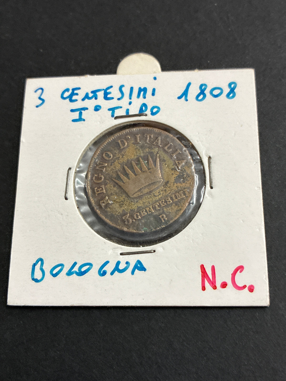 3 centesimi 1808 Bologna Moneta del Regno d'Italia di Napoleone I classificata Non Comune