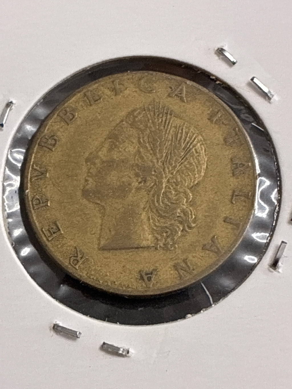 20 Lire 1957 "Ramo di Quercia" con Frattura di Conio