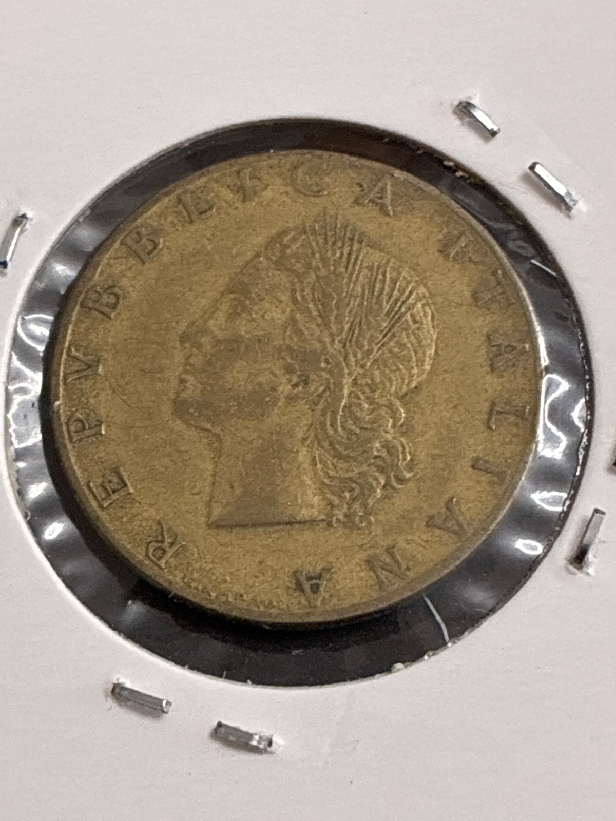20 Lire 1957 "Ramo di Quercia" con Frattura di Conio