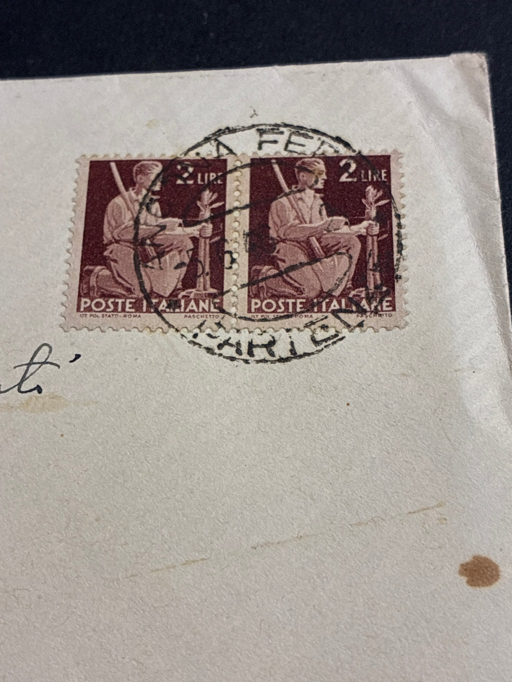 Lettera storica del 5 giugno 1946 (Periodo del "Re di Maggio") da Ancona Ferrovia a Sondalo
