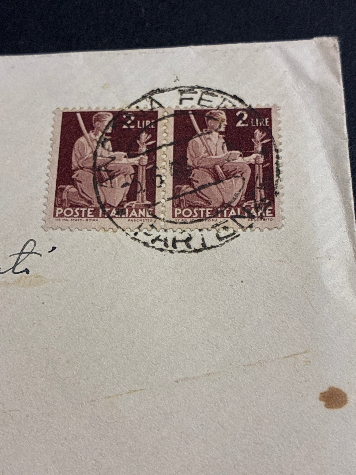 Lettera storica del 5 giugno 1946 (Periodo del "Re di Maggio") da Ancona Ferrovia a Sondalo